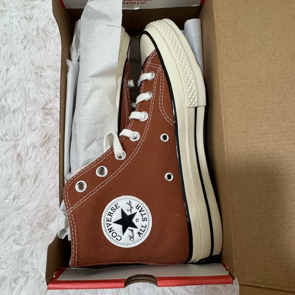 Converse Brown and White High-Top Sneakers